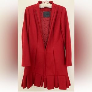 ANNE FONTAINE France Wool Coat With Zipper Red.
